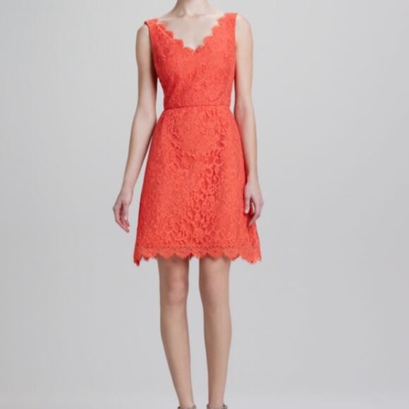 ML MONIQUE LHULLIER lace Sleeveless Dress orange sz - Picture 1 of 7